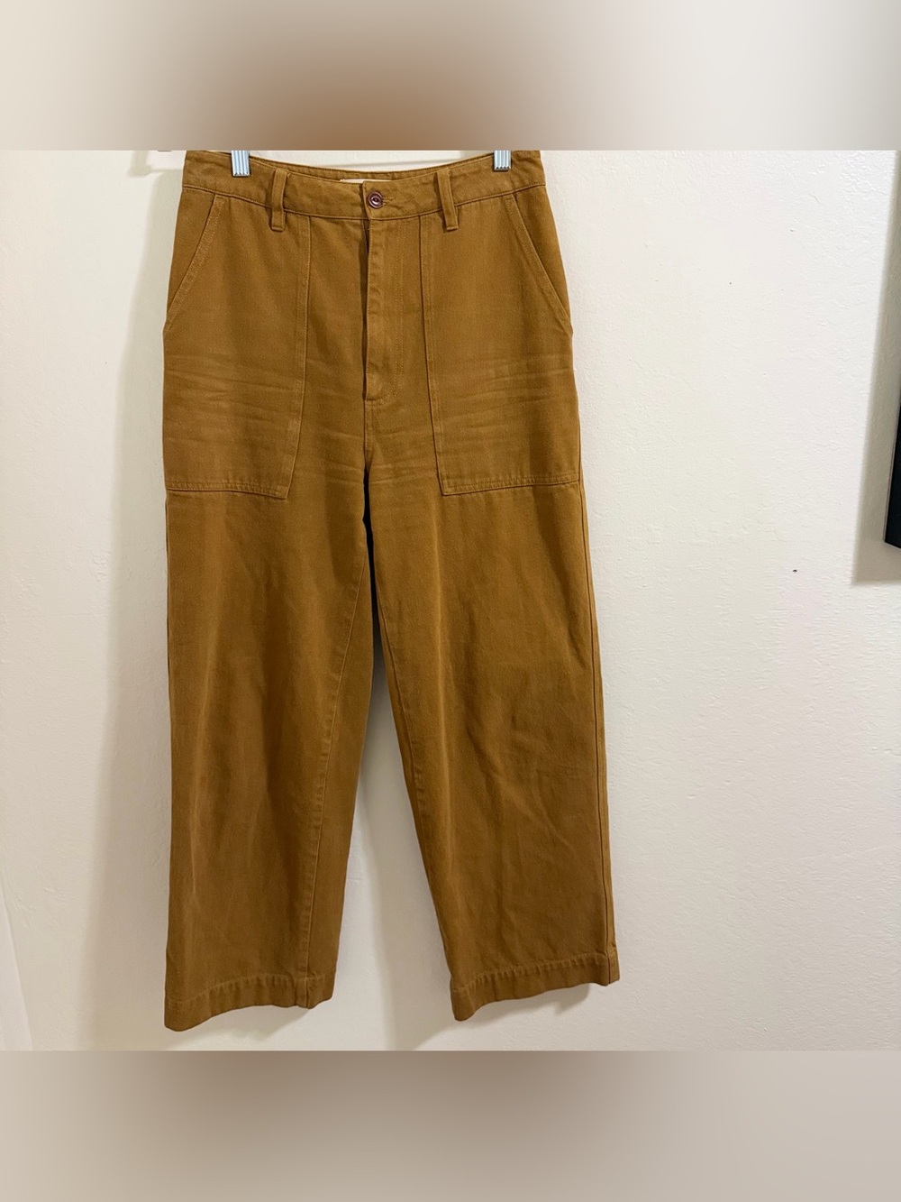 Alex Mill Patrick Washed Denim Wide Leg Pants Golden Khaki Ochre Size 4 Cargo - Picture 5 of 16